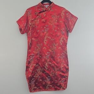 Elegant Red Cheongsam Dress